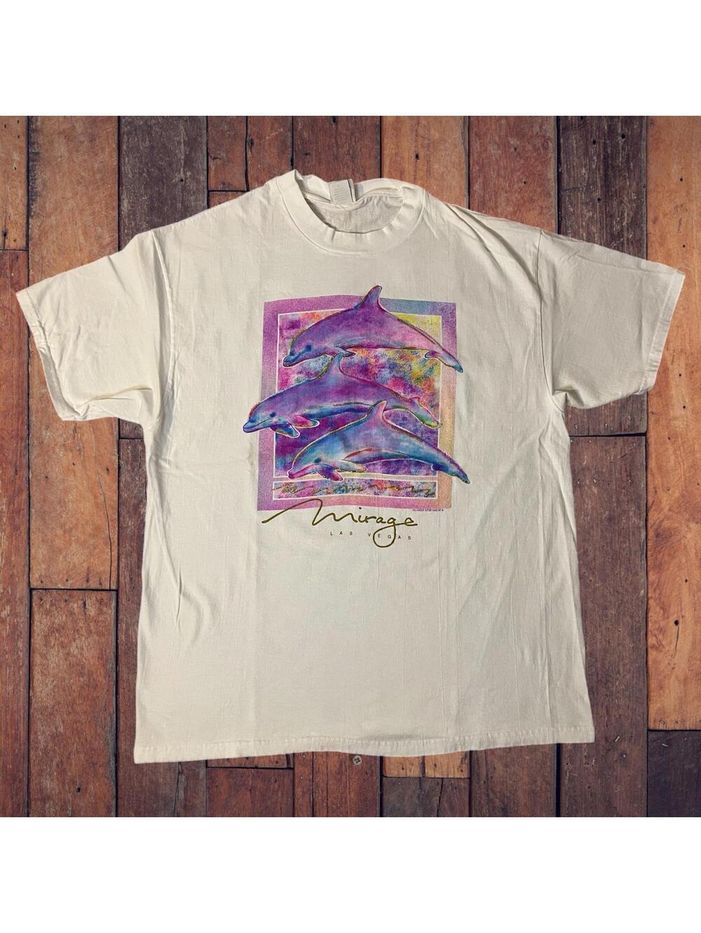 VTG 90s Mirage Las Vegas Hotel/Casino Glitter Dolphin Tee